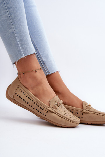 Mocassins pour femmes avec éléments ajourés avec ornements en marron Kaydance 2