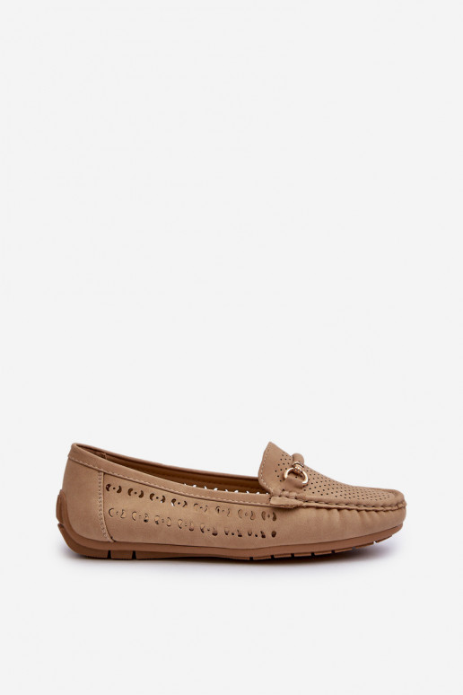 Mocassins pour femmes avec éléments ajourés avec ornements en marron Kaydance