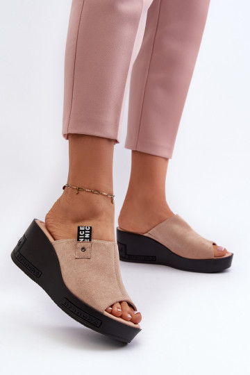 Chaussons femme beige Vleni