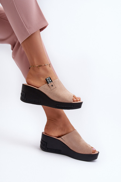 Chaussons femme beige Vleni