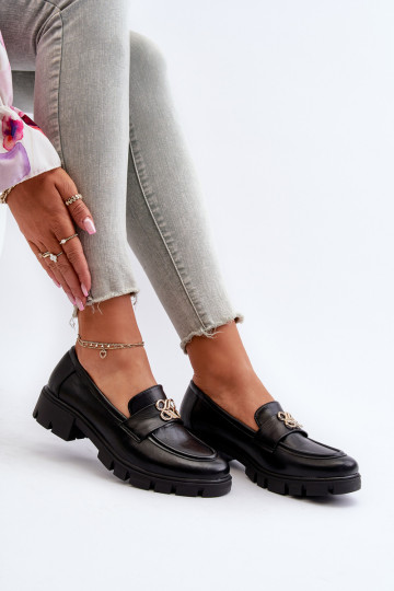 Mocassins pour femmes de style élégant avec détails dorés de couleur noire Tosisa 2