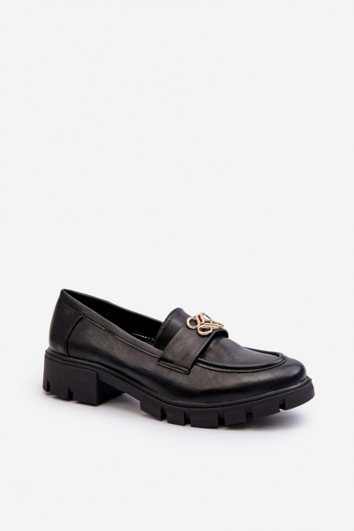 Mocassins pour femmes de style élégant avec détails dorés de couleur noire Tosisa