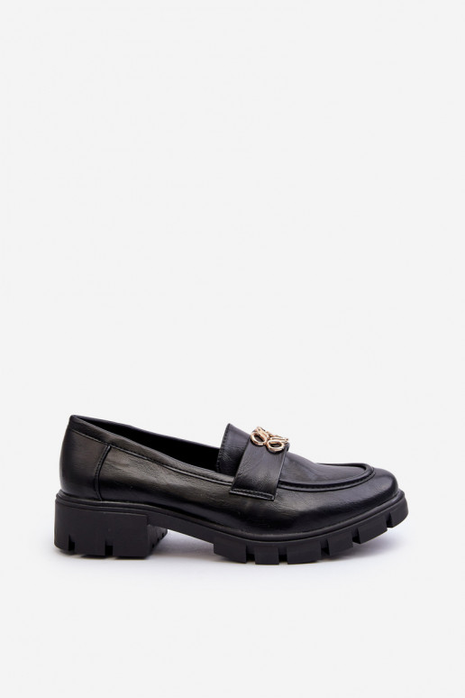 Mocassins pour femmes de style élégant avec détails dorés de couleur noire Tosisa