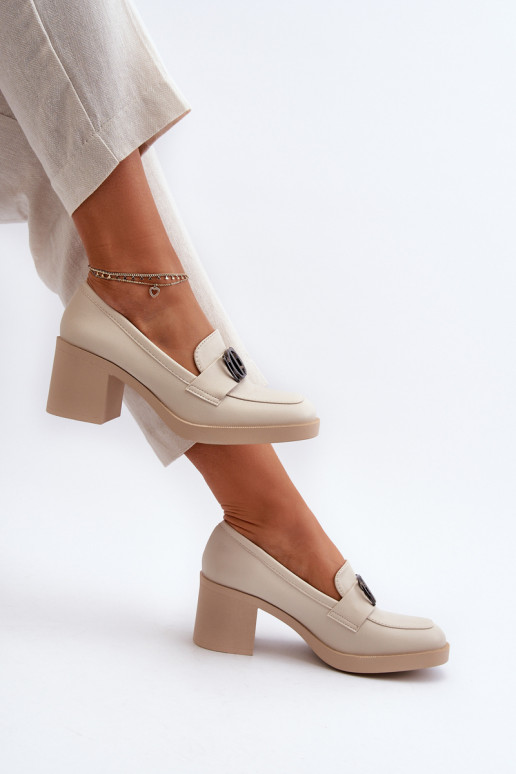 Chaussures à talons avec ornements beige Nedarea