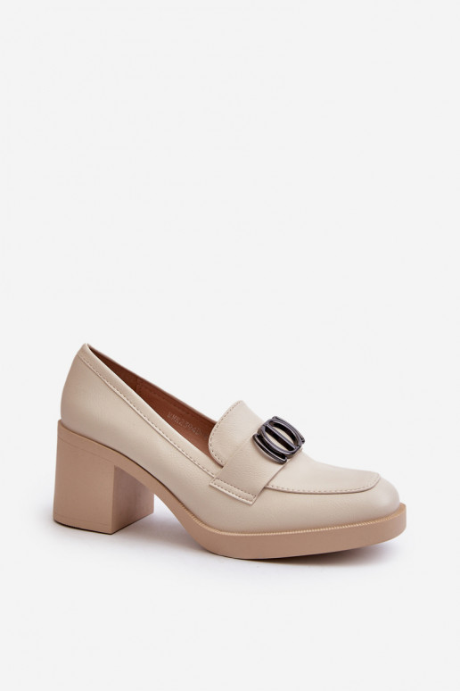 Schuhe mit Absätzen mit Ornamenten beige Nedarea