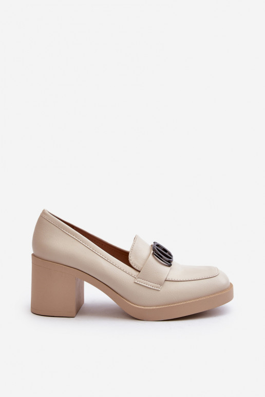 Schuhe mit Absätzen mit Ornamenten beige Nedarea