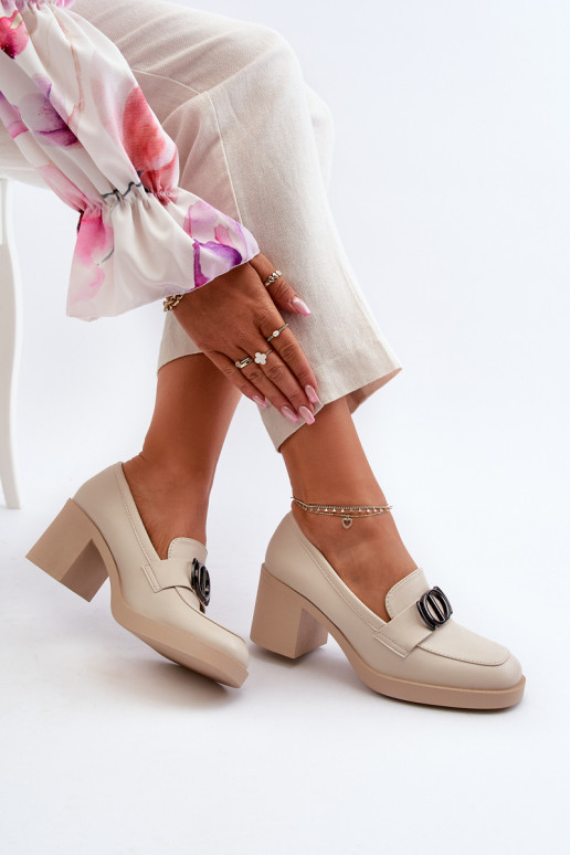 Chaussures à talons avec ornements beige Nedarea