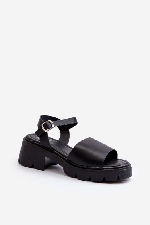 Sandales à talon large pour femmes de couleur noire Dottiassa