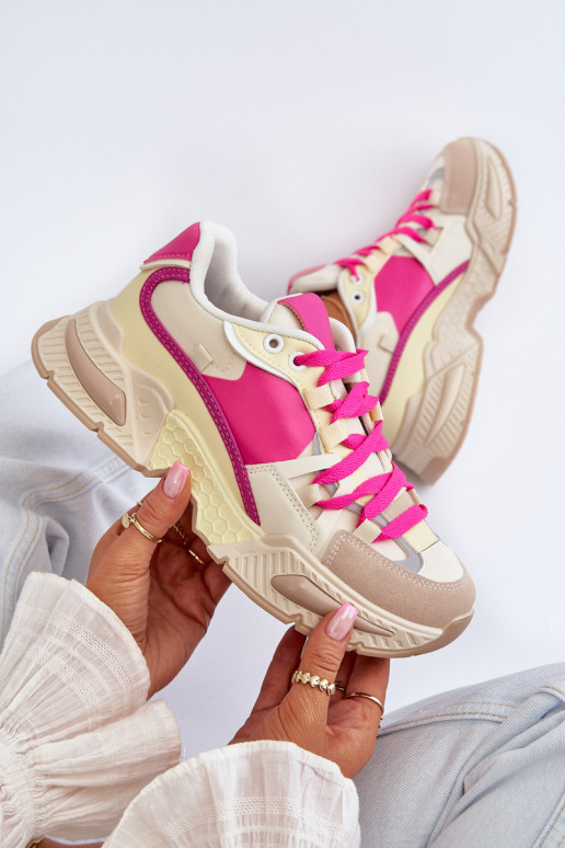 Chaussures à semelle massive de couleur rose Peonema