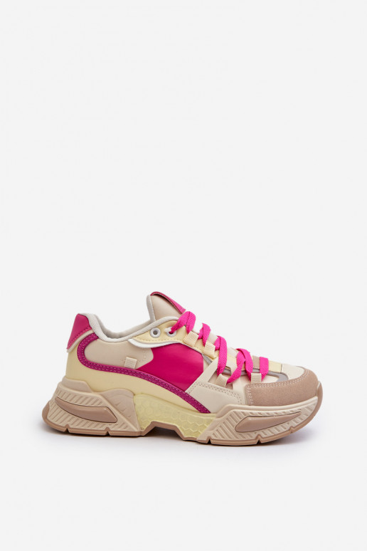 Chaussures à semelle massive de couleur rose Peonema