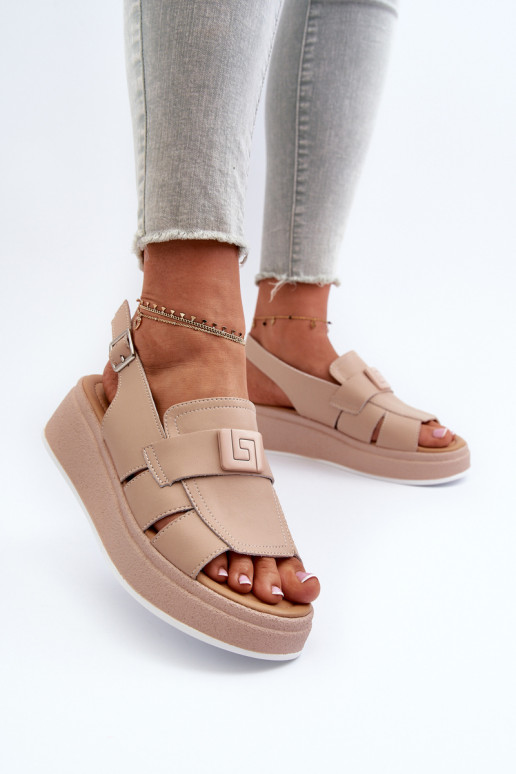 Sandales plateforme Vivitellia beige pour femme