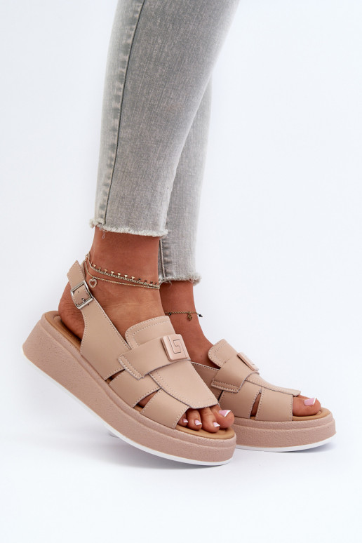 Beigefarbene Plateausandalen von Vivitellia für Damen