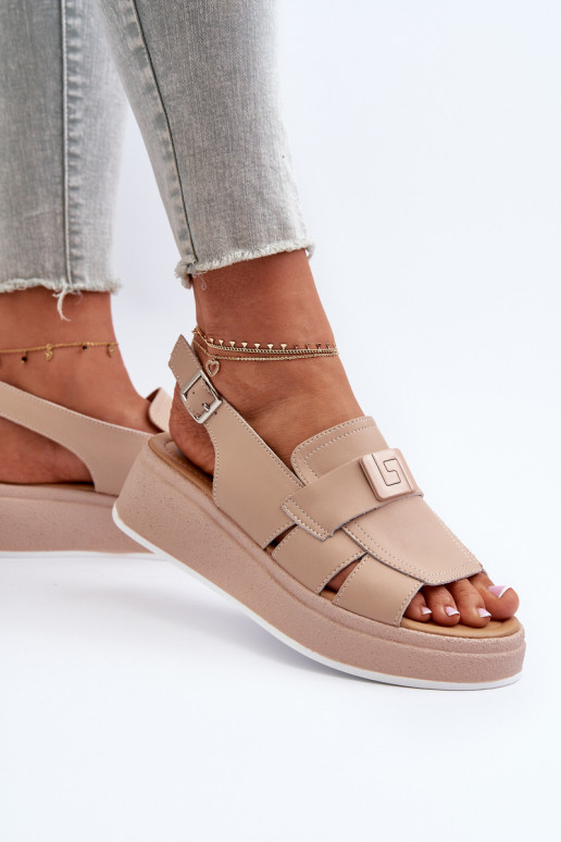Sandales plateforme Vivitellia beige pour femme