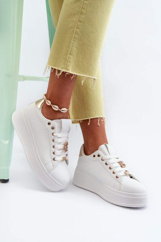 Weiße Damen-Sneaker mit Plateau von... Weiße Damen-Sneaker mit Plateau von...