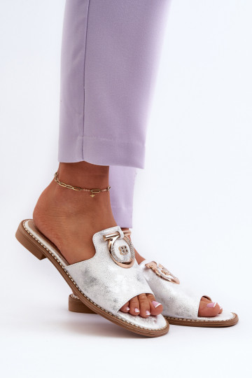 Style élégant et brillant Chaussons pour femmes avec ornements en argent S.Barski