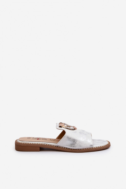 Style élégant et brillant Chaussons pour femmes avec ornements en argent S.Barski