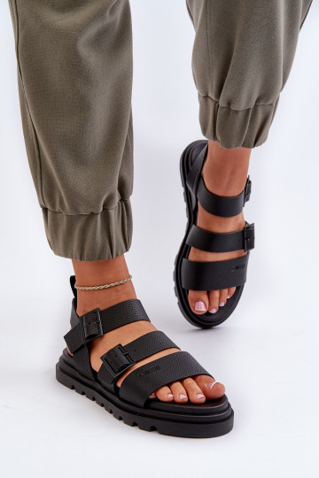 Damen schwarze Sandalen aus...