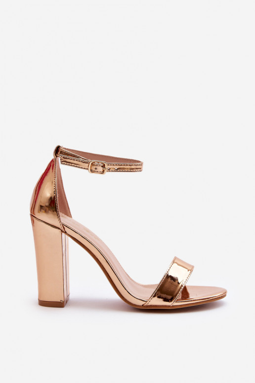 Sandales à talons couleur or rose Thakko