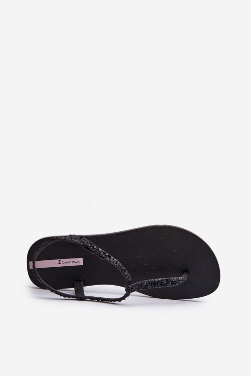 Sandalen über der Spitze mit Glanz in der Farbe Schwarz Class Brilha Fem
