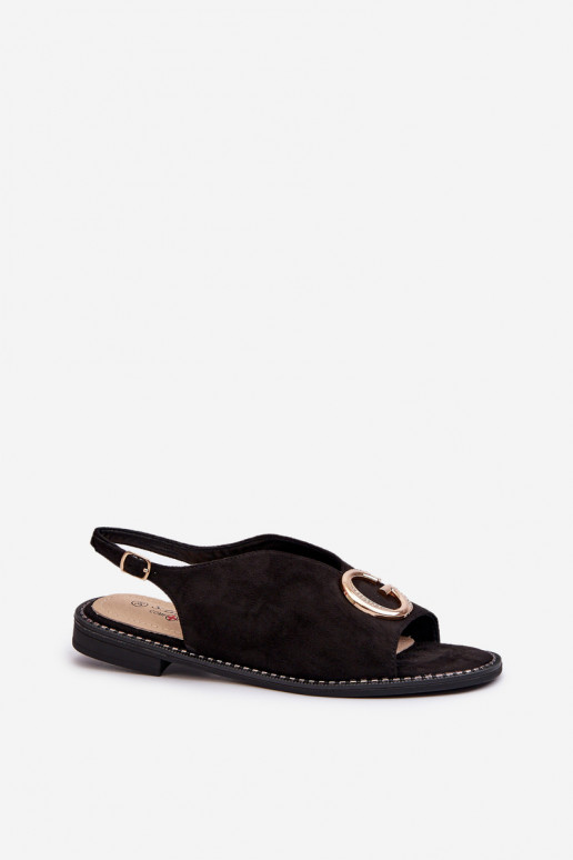 Sandales pour femmes de style élégant avec ornements de couleur noire S.Barski