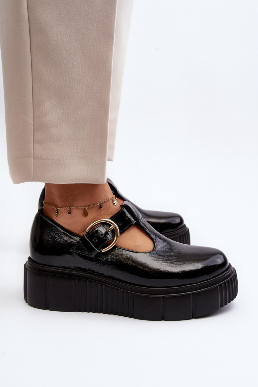 Chaussures à plateforme en cuir verni noir Zazoo