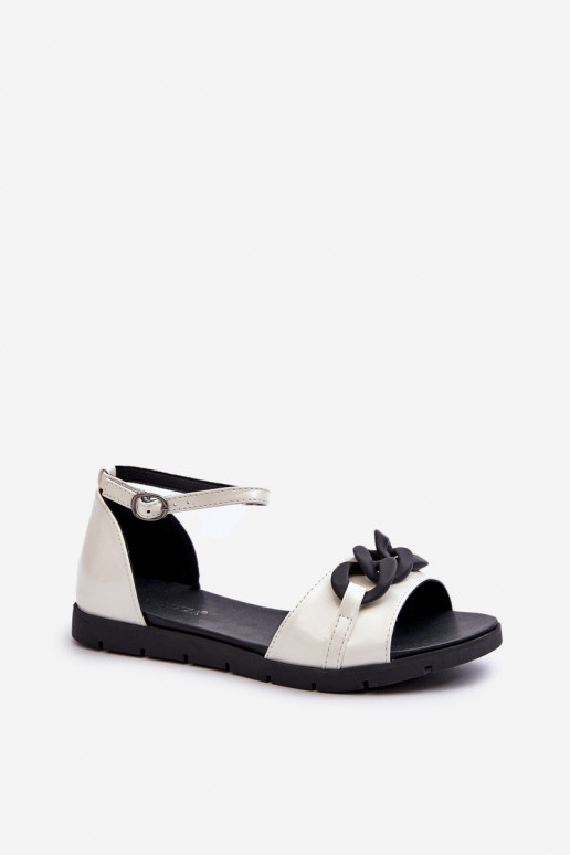 Sandales plates pour femme avec chaînes Vinceza couleur blanc