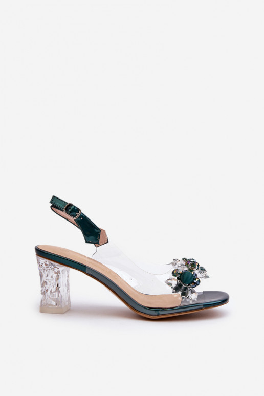 Sandales transparentes à talons avec de beaux détails en vert D&A