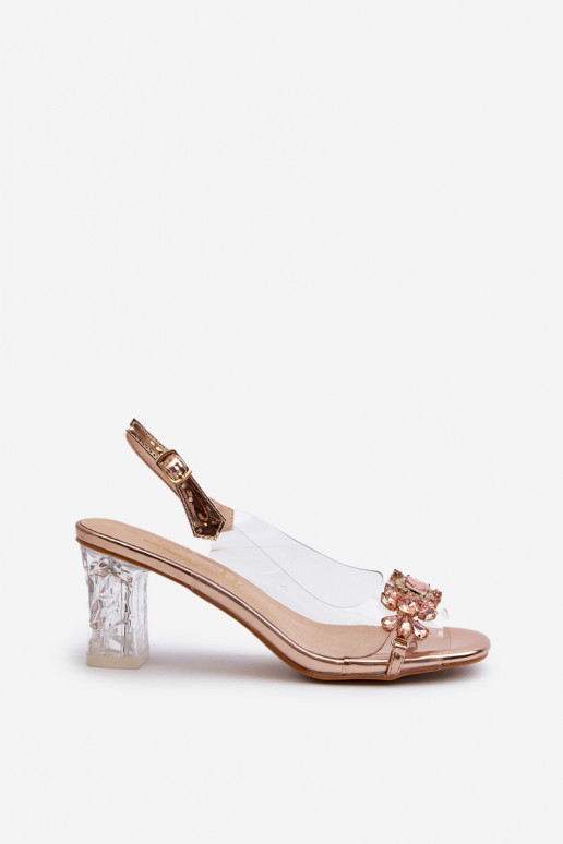 Sandales à talons au style élégant avec de beaux détails en or rose D&A