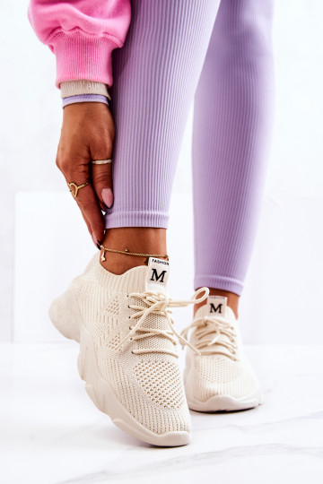 Chaussures modèle baskets en matière couleur ivoire Nolene