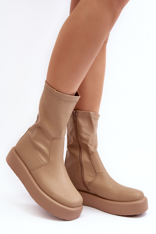 Bottines à plateforme couleur beige Algedi