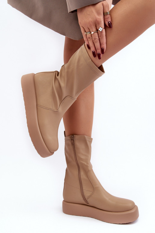 Bottines à plateforme couleur beige Algedi
