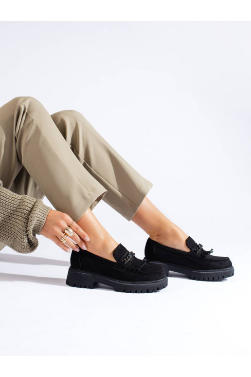Mocassins femme daim noir Shelovet