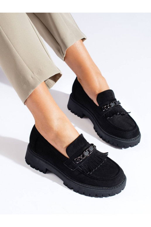 Mocassins femme daim noir Shelovet