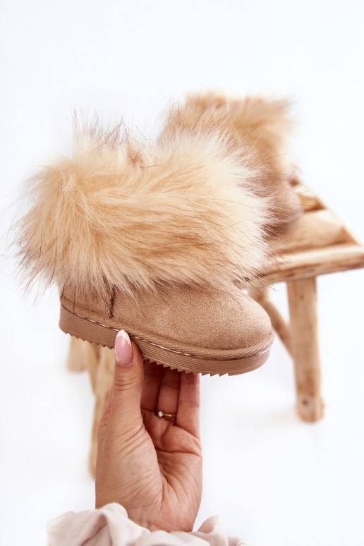 Bottes de neige pour enfants avec fourrure de couleur beige Ariana