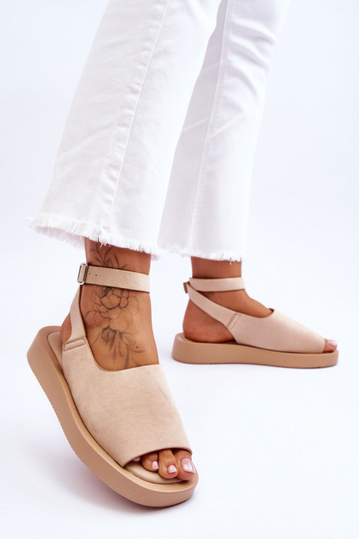 Sandales confortables pour femmes avec plateforme de couleur beige Rubie