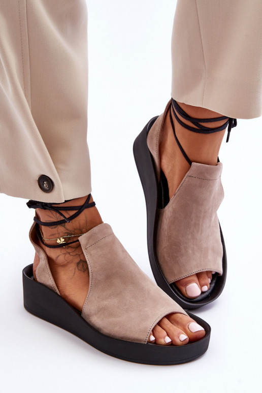 Sandales à plateforme en daim beige Zazoo