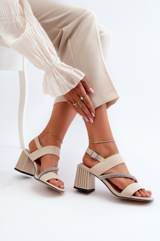 Sandales élégantes à talons de couleur beige D&A MR38-549