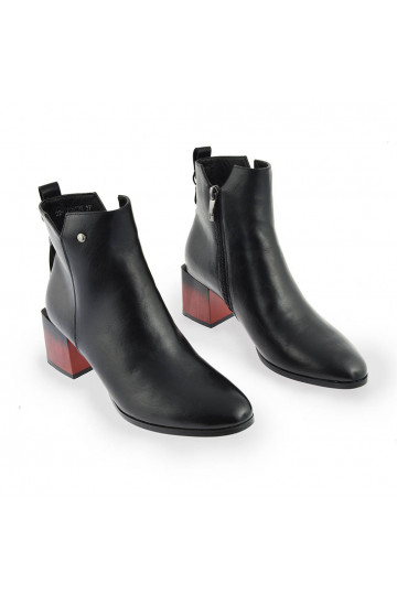 Bottines à talon épais, couleur noire Potocki