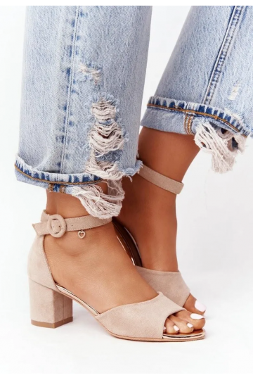 Sandales à talons pour femmes beige Vinceza