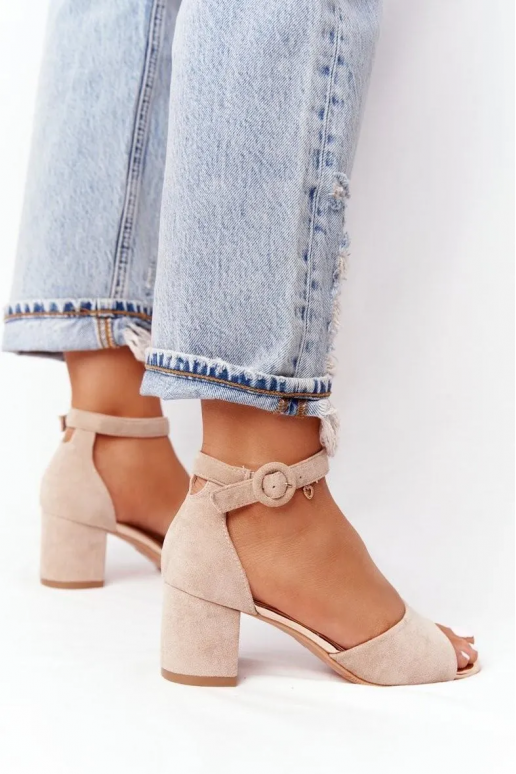 Sandales à talons pour femmes beige Vinceza