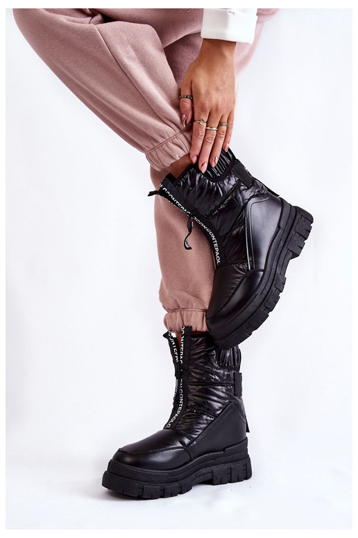 Bottes de neige avec bande élastique de couleur noire