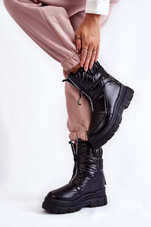 Bottes de neige avec bande élastique de couleur noire