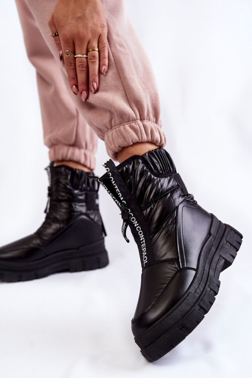 Bottes de neige avec bande élastique de couleur noire