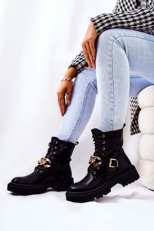 Chaussures pour femmes avec chaîne en noir