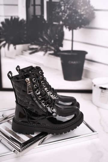 Boots femme laquées noires 2