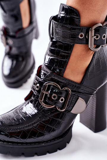 Chaussures noires avec plateforme et talon large 2