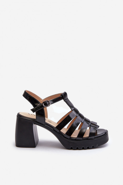 Sandales à talons hauts pour femmes de couleur noire Aninifer