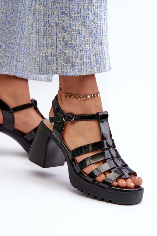 Sandales à talons hauts pour femmes de couleur noire Aninifer