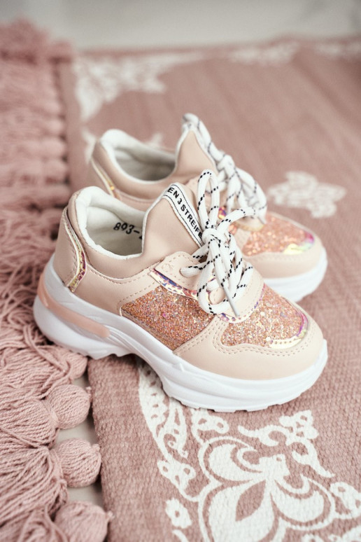Kinder-Sneaker mit Glitzer in rosa Farbe