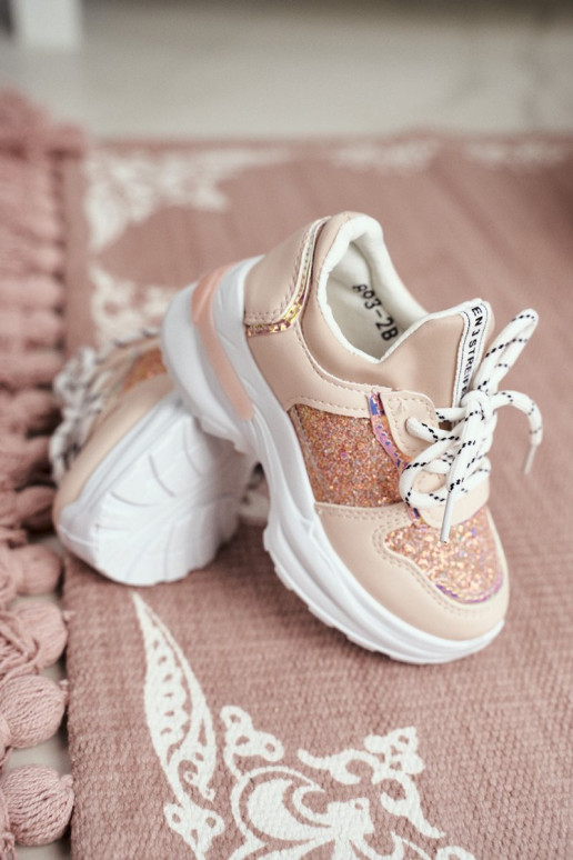Kinder-Sneaker mit Glitzer in rosa Farbe